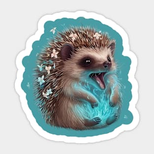 Hedgehog  It has an array of spines and flowers on its back Sticker